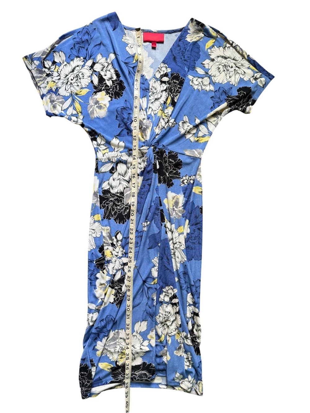 Jennifer Lopez Blue Floral Twist-Front Midi Dress size XS - Picture 5 of 8